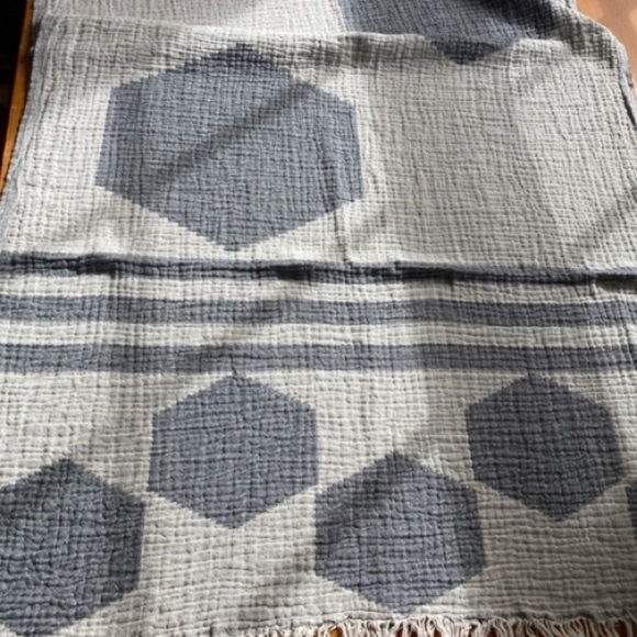 Anthropologie Other - Versatile Modern Minimalist Hexagon Reversible Gray Throw Wrap Scarf Travel Gift